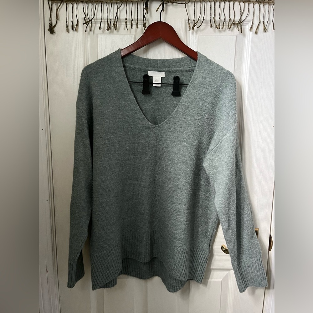 H&M Mint Green Wool V-Neck Sweater